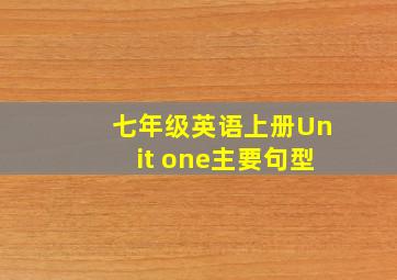 七年级英语上册Unit one主要句型